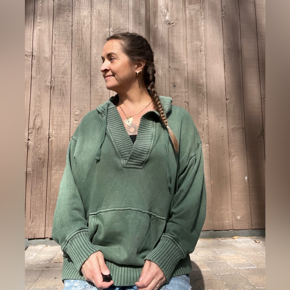 Aerie Oversized Green Hoodie Pullover Sweatshirt Size S/P